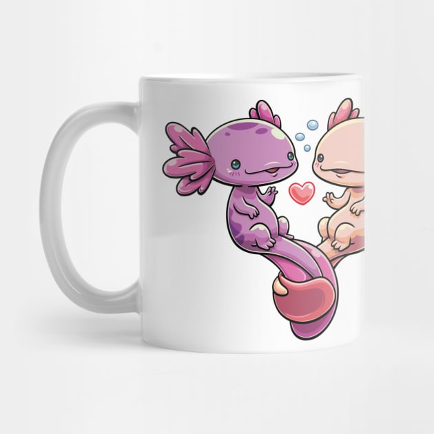 Amphibian Amore: Axolotl Sweethearts by GoshWow®